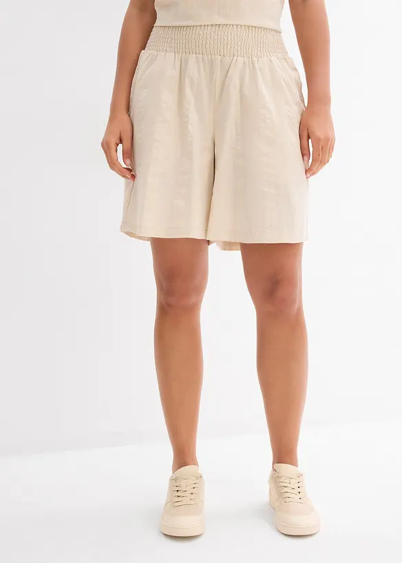 Short taille élastiquée en seersucker coton, bonprix