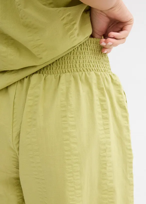 Short taille élastiquée en seersucker coton, bonprix