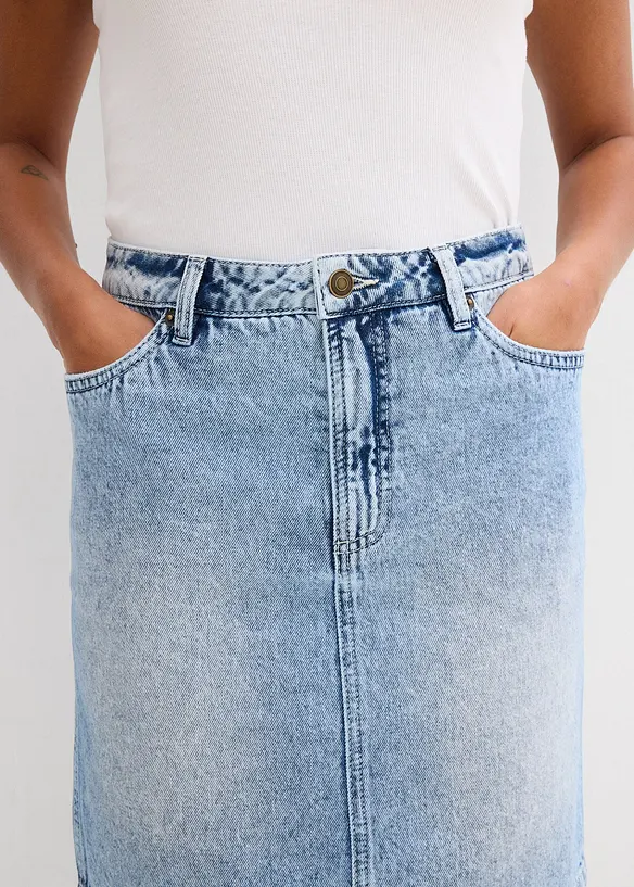 Jupe midi en jean, peu extensible, bonprix