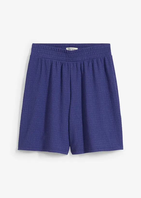 Short taille élastiquée en crêpe gaufré, bonprix
