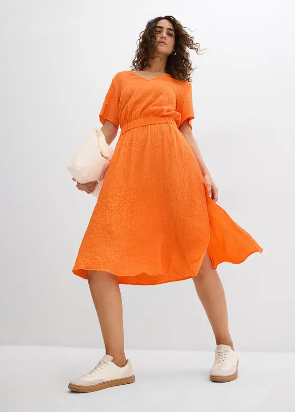 Midikleid aus luftigem Seersucker, bonprix