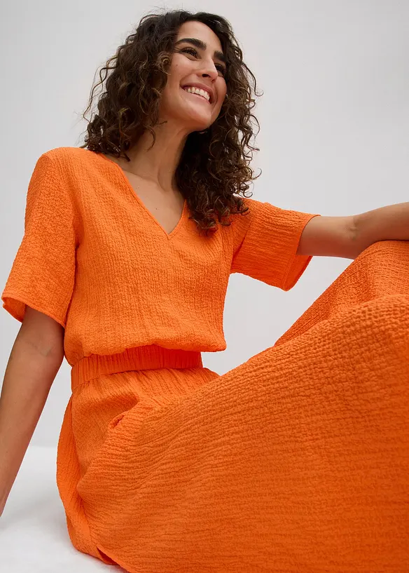 Midikleid aus luftigem Seersucker, bonprix