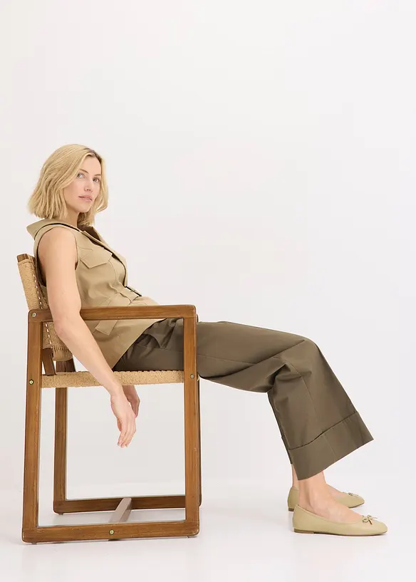 Pantalon à pinces en coton extensible, bonprix