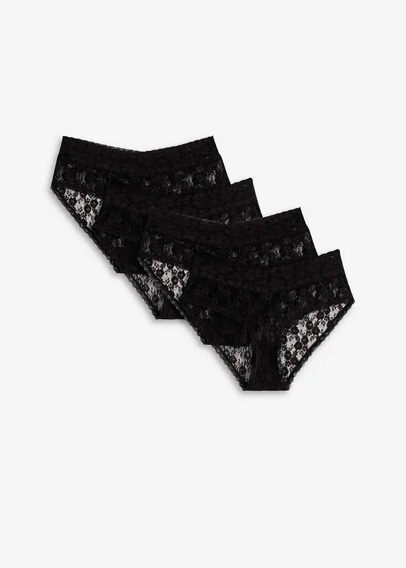 Highwaist Slip aus Spitze mit Raffung (4er Pack), bonprix