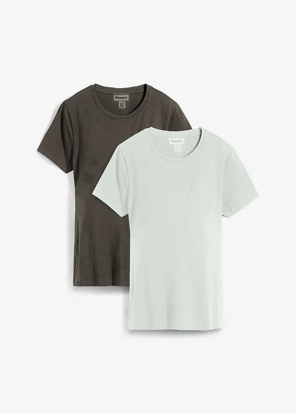 Lot de 2 T-shirts de grossesse et d'allaitement en coton, bonprix