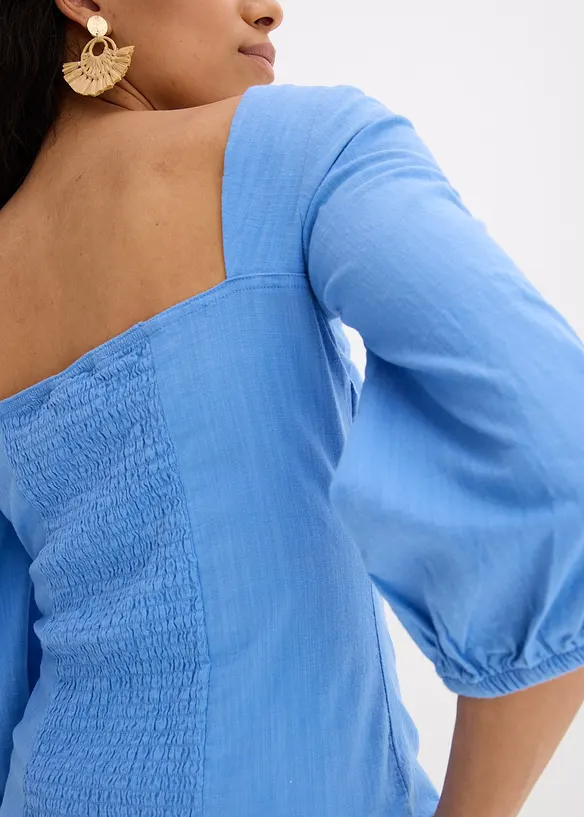 Blouse à manches bouffantes et détail smocké, bonprix