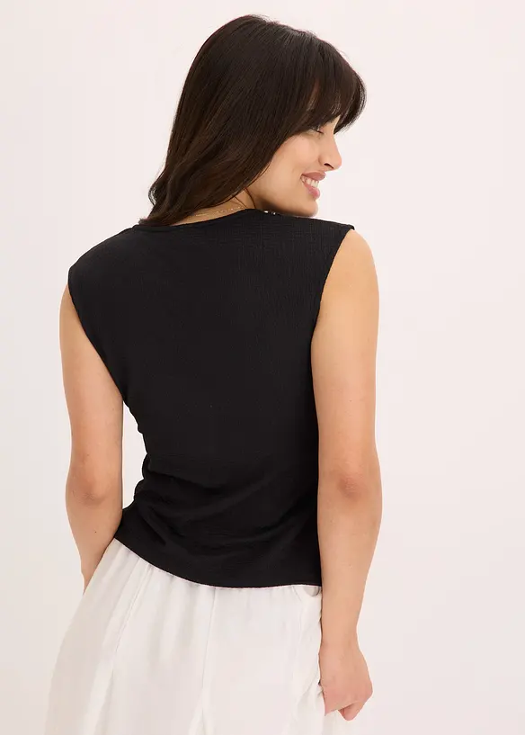 Jerseycrepe-Shirt in Wickeloptik, bonprix