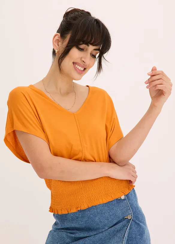 T-shirt à base smockée, bonprix