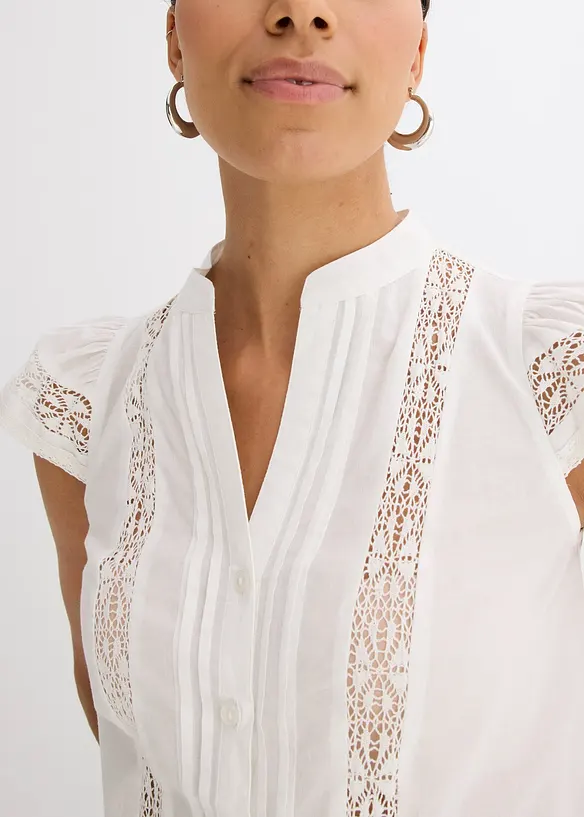 Chemisier sans manches en broderie anglaise, 100% coton, bonprix