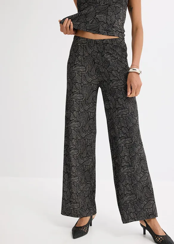 Pantalon en jersey crêpe texturé, bonprix
