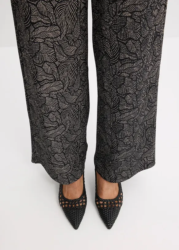 Pantalon en jersey crêpe texturé, bonprix