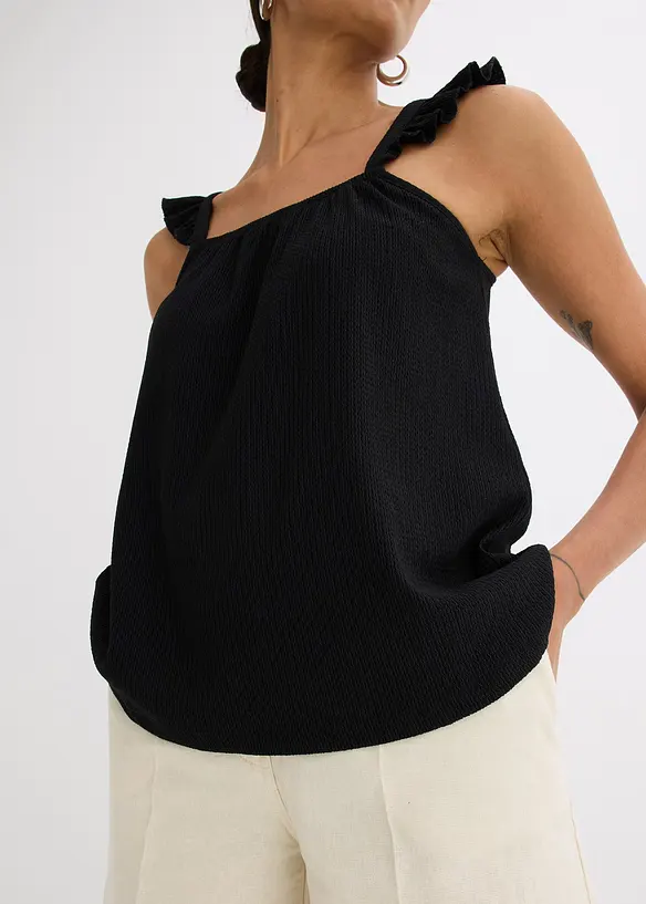 Jerseycrepe-Top mit Volant-Träger, bonprix