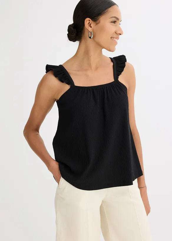 Jerseycrepe-Top mit Volant-Träger, bonprix