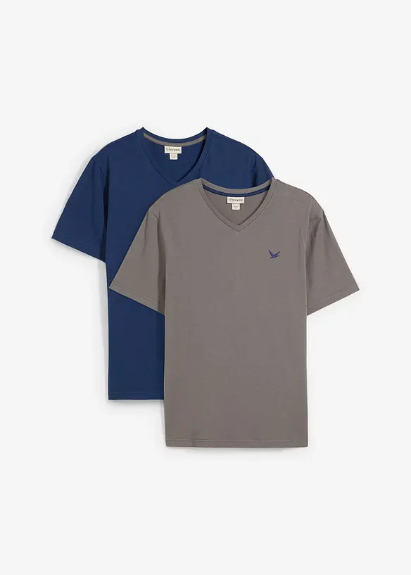 Lot de 2 T-shirts col V 100% coton, bonprix