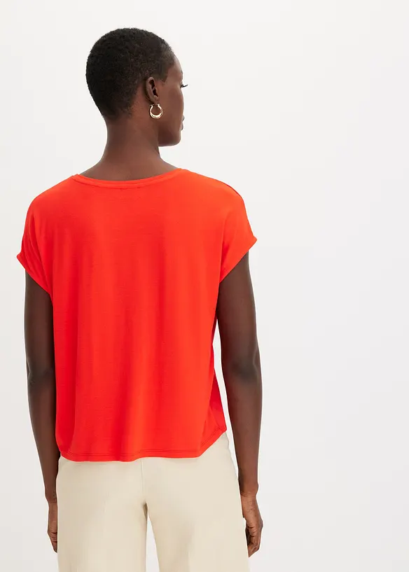 T-shirt avec empiècement en satin, bonprix