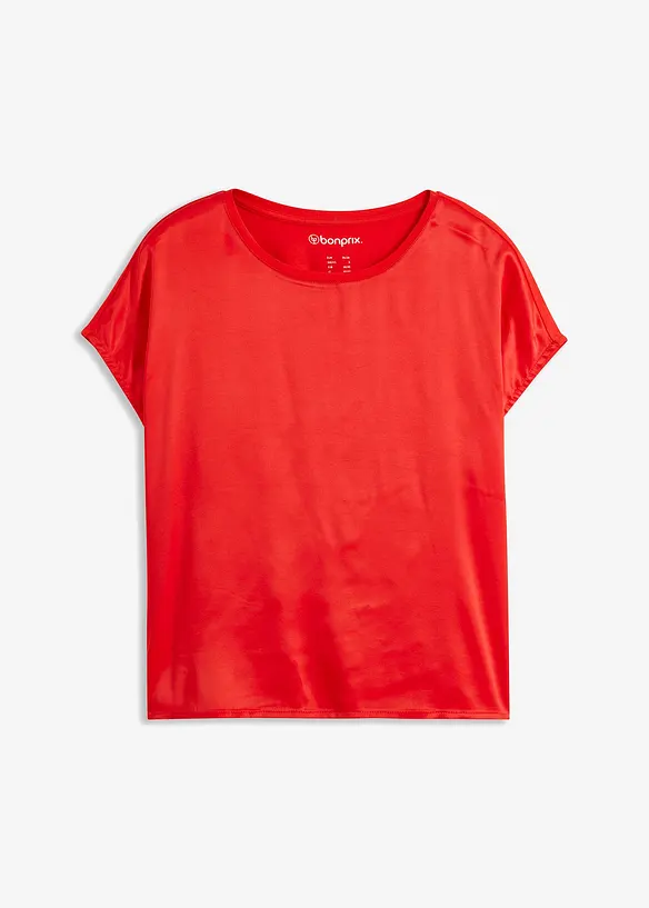T-shirt avec empiècement en satin, bonprix