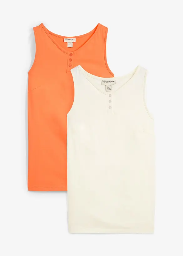 Lot de 2 tops 100% coton, bonprix