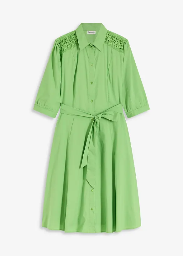 Hemdblusenkleid mit Spitze und Bindeband, bonprix