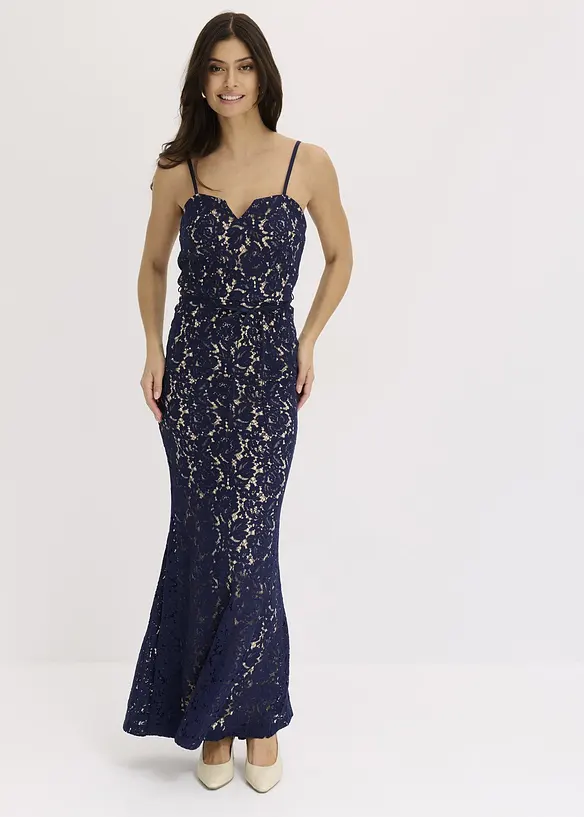 Spitzenkleid mit Trägern und Satin-Band, bonprix