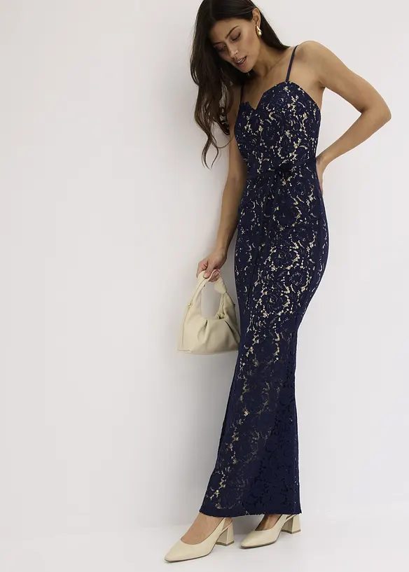 Spitzenkleid mit Trägern und Satin-Band, bonprix