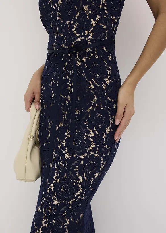Spitzenkleid mit Trägern und Satin-Band, bonprix