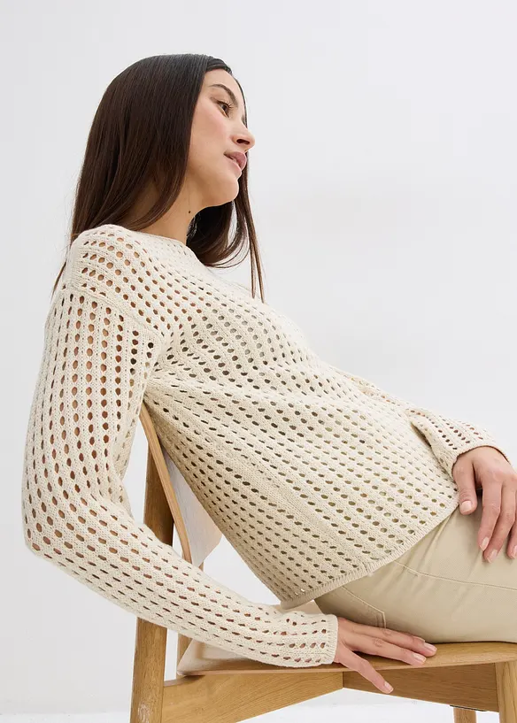 Pull en maille ajourée, bonprix
