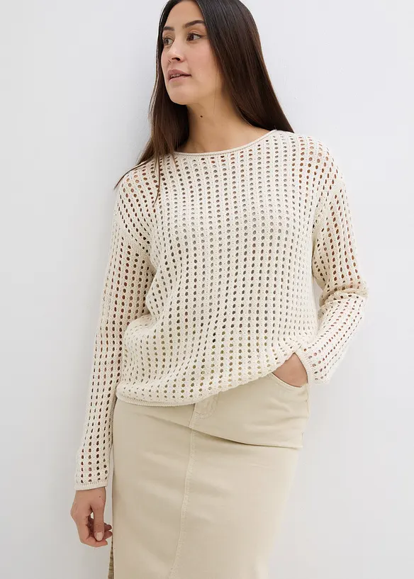 Pull en maille ajourée, bonprix