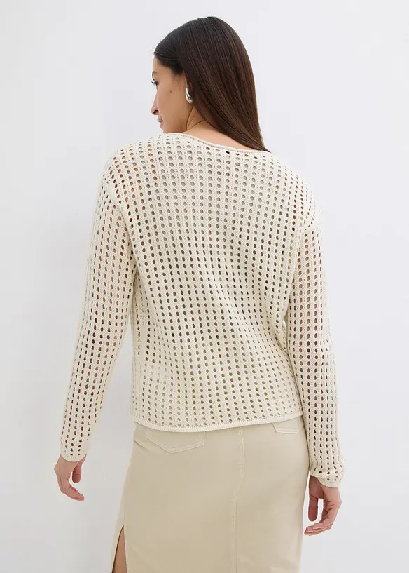Pull en maille ajourée, bonprix