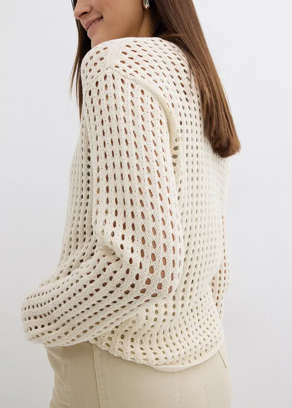 Pull en maille ajourée, bonprix