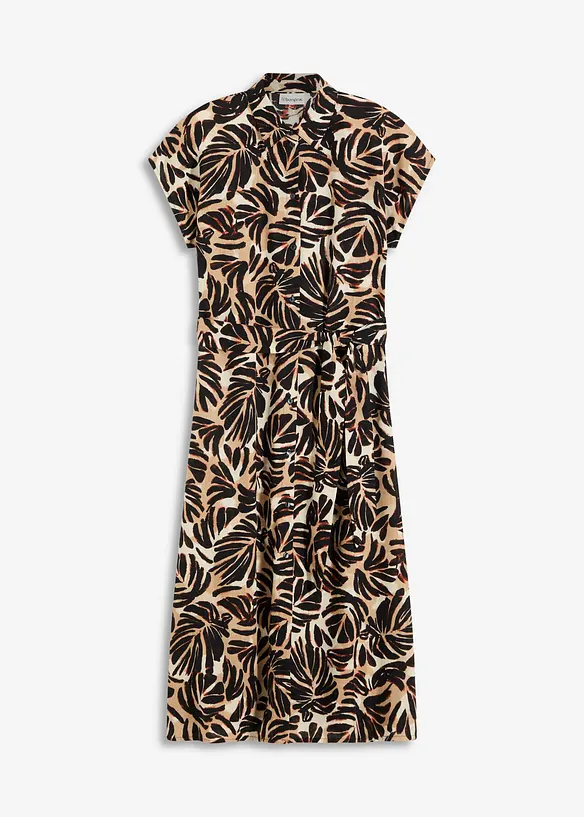 Robe midi imprimée aspect lin, bonprix