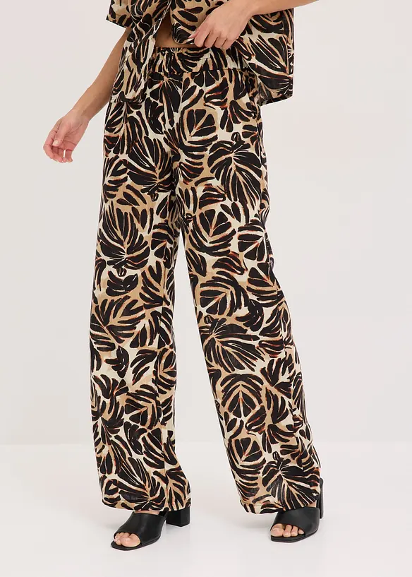 Pantalon palazzo, aspect lin, bonprix