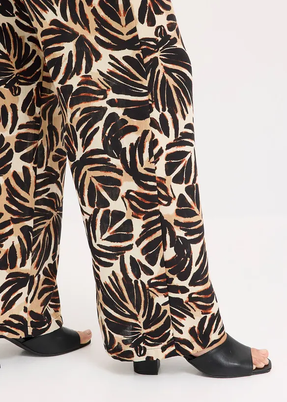 Pantalon palazzo, aspect lin, bonprix