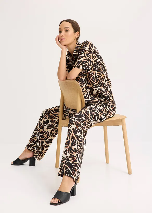Pantalon palazzo, aspect lin, bonprix