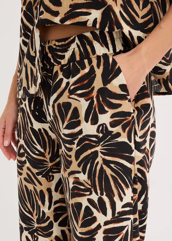 Pantalon palazzo, aspect lin, bonprix