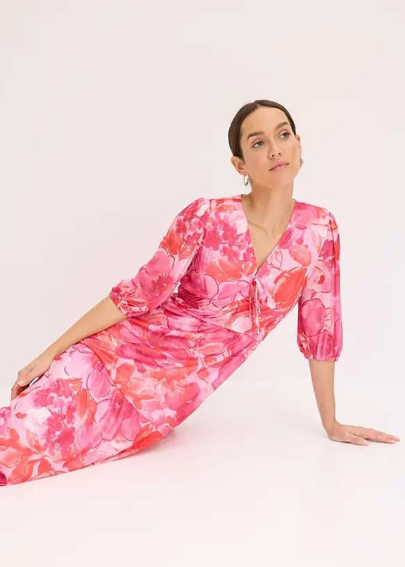 Robe midi en mesh imprimée, bonprix
