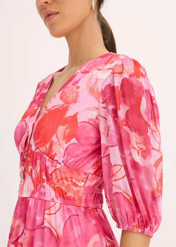 Robe midi en mesh imprimée, bonprix