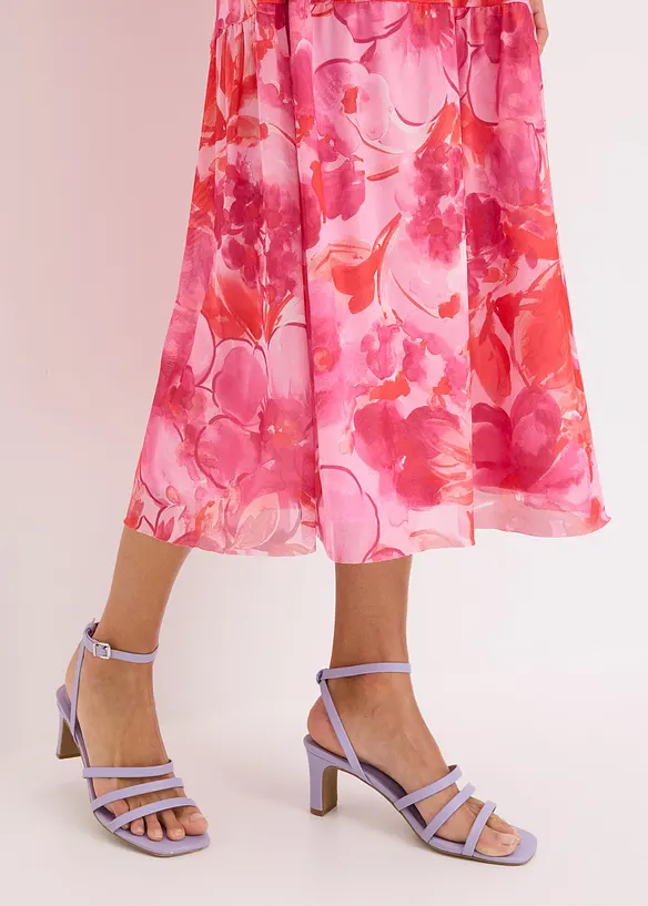 Robe midi en mesh imprimée, bonprix