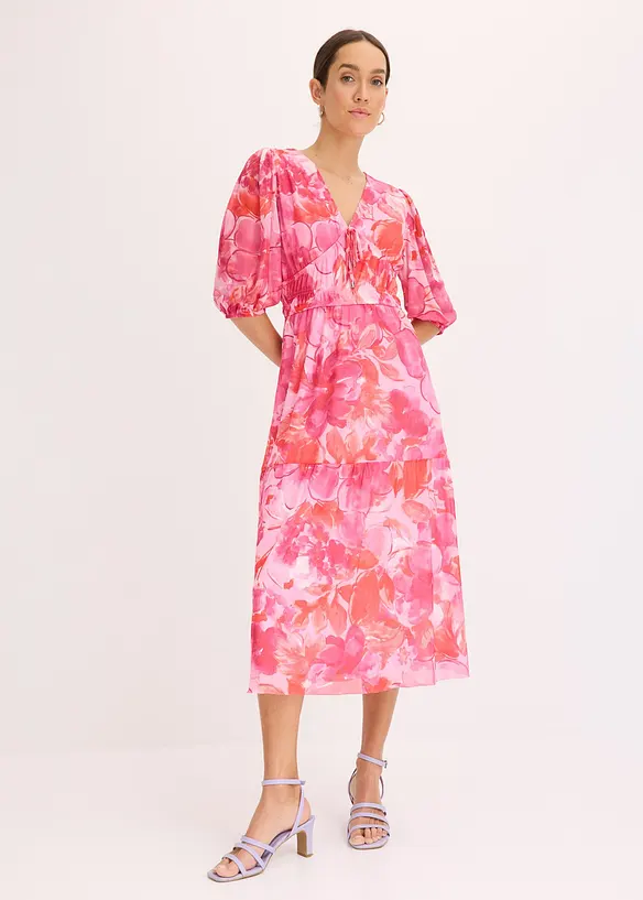 Robe midi en mesh imprimée, bonprix
