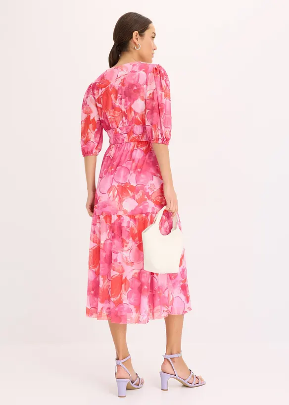 Robe midi en mesh imprimée, bonprix