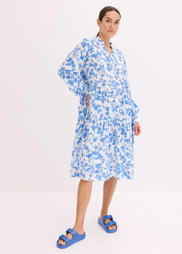 Robe à col Henley en viscose fluide, bonprix