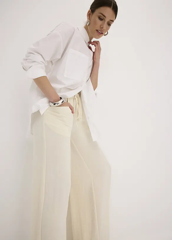 Pantalon large en crêpe léger, bonprix