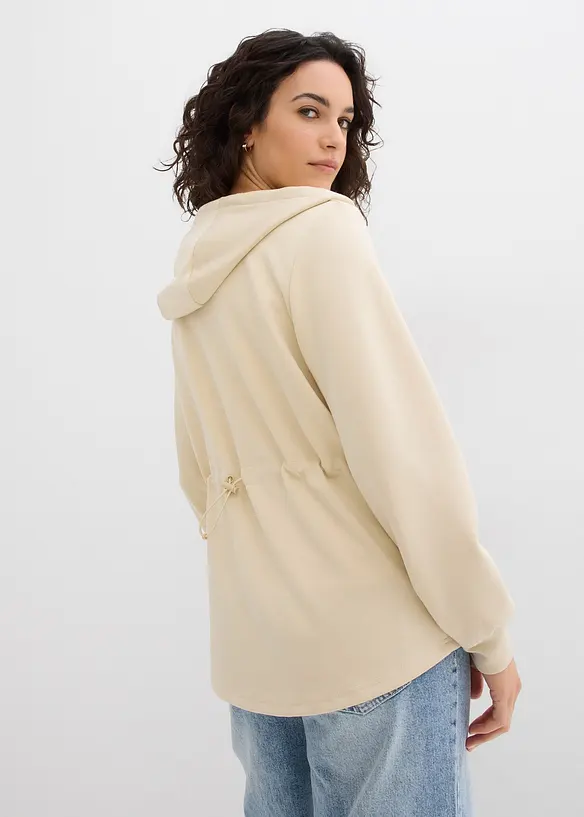 Sweat zippé à capuche avec élastique, bonprix