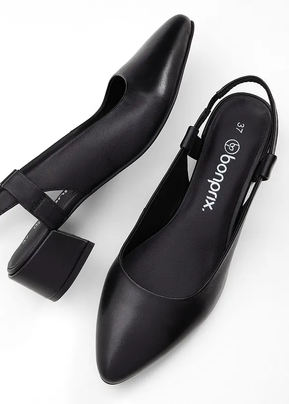 Escarpins slingback en cuir, bonprix