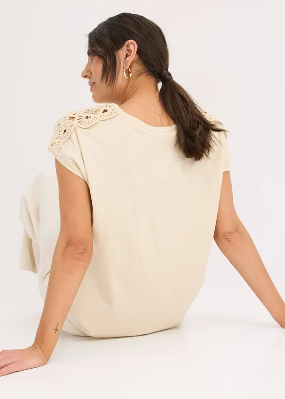 Shirt mit Häkeleinsätzen, bonprix