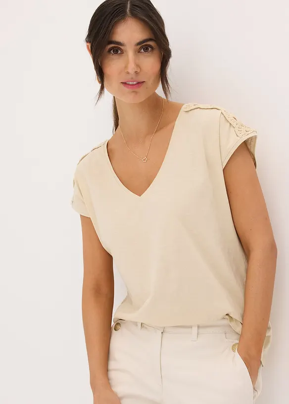 Shirt mit Häkeleinsätzen, bonprix