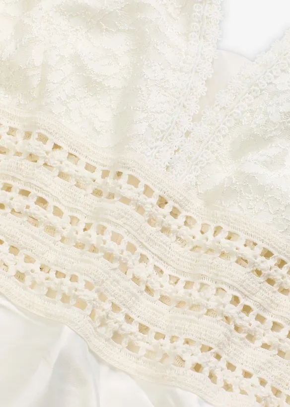 Robe de mariée en satin brillant et dentelle, bonprix