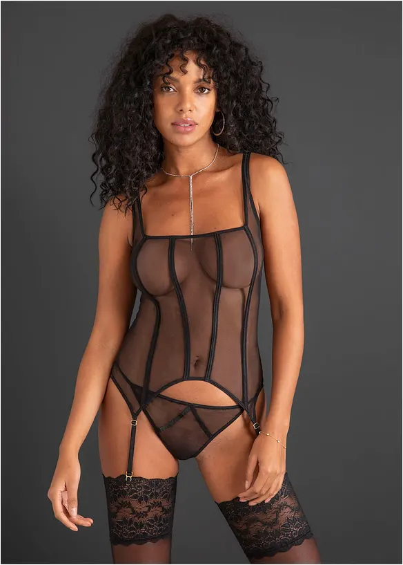 Guêpière avec porte-jarretelles et string (ens. 2 pces), bonprix