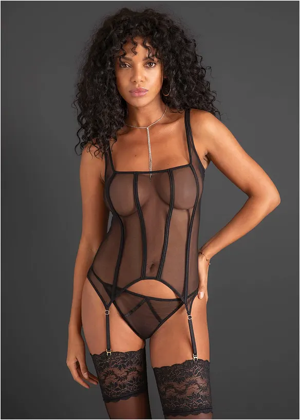 Guêpière avec porte-jarretelles et string (ens. 2 pces), bonprix