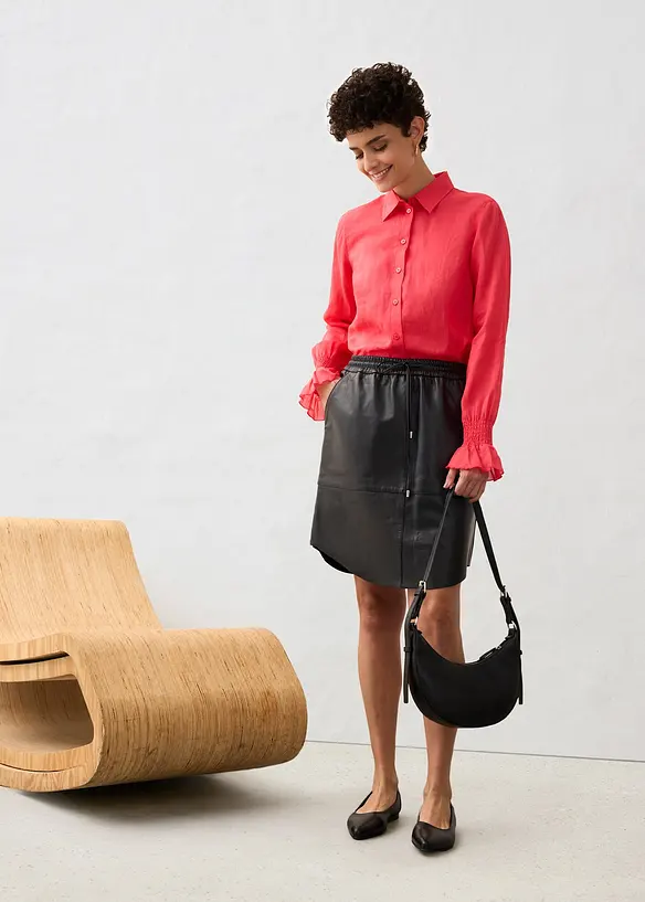 Jupe en cuir nappa d’agneau, bonprix