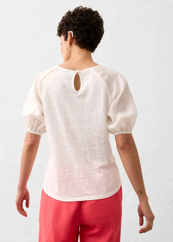 Leinen-Shirt mit Ballonärmeln, bonprix